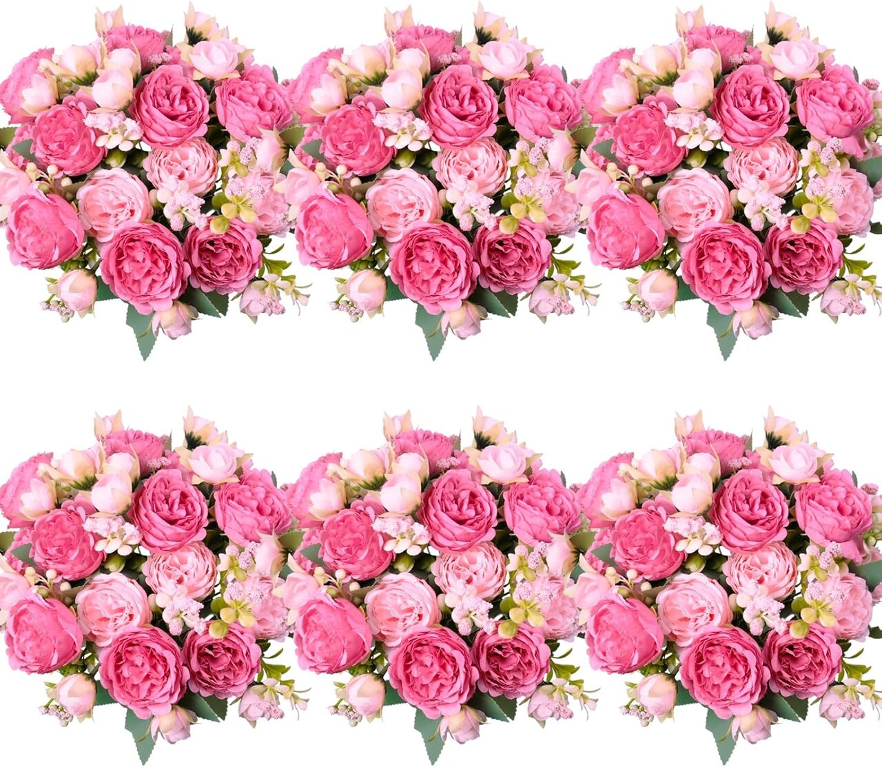 6-Piece Blush Pink Artificial Peonies – Silk Faux Peony Bouquets for Wedding Centerpieces, DIY Floral Arrangements, Home Decor & Vase Displays
